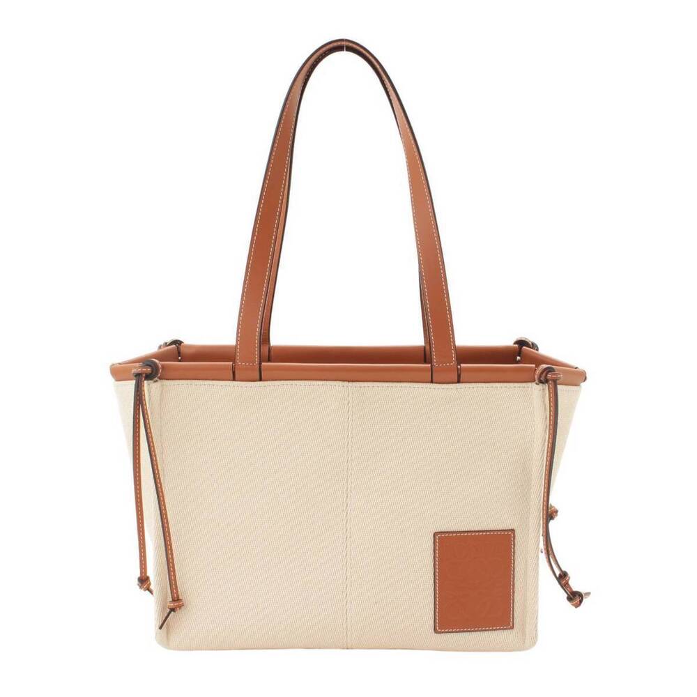 Loewe Coussin Tote Canvas Bag Brown Ivory White